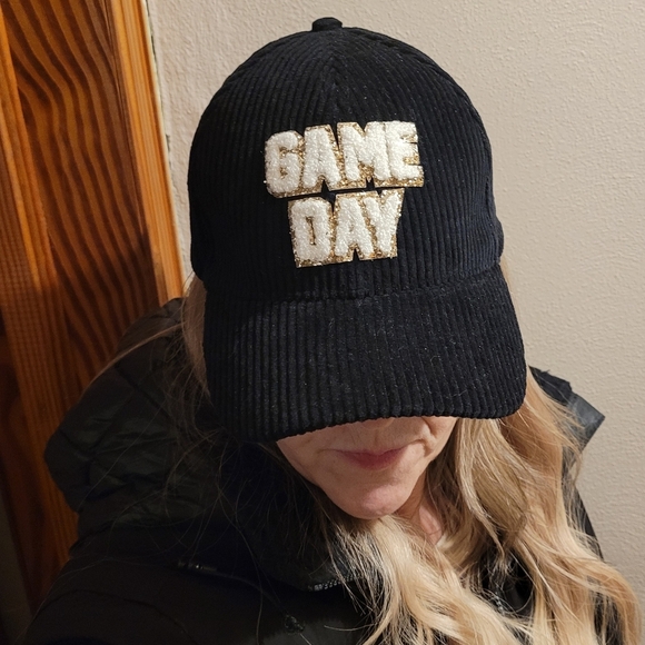 Boutique Black Corduroy GAME DAY cap - Picture 1 of 1